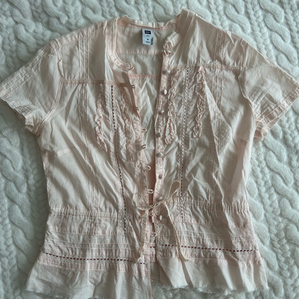 GAP Light Pink Lace Detail Blouse